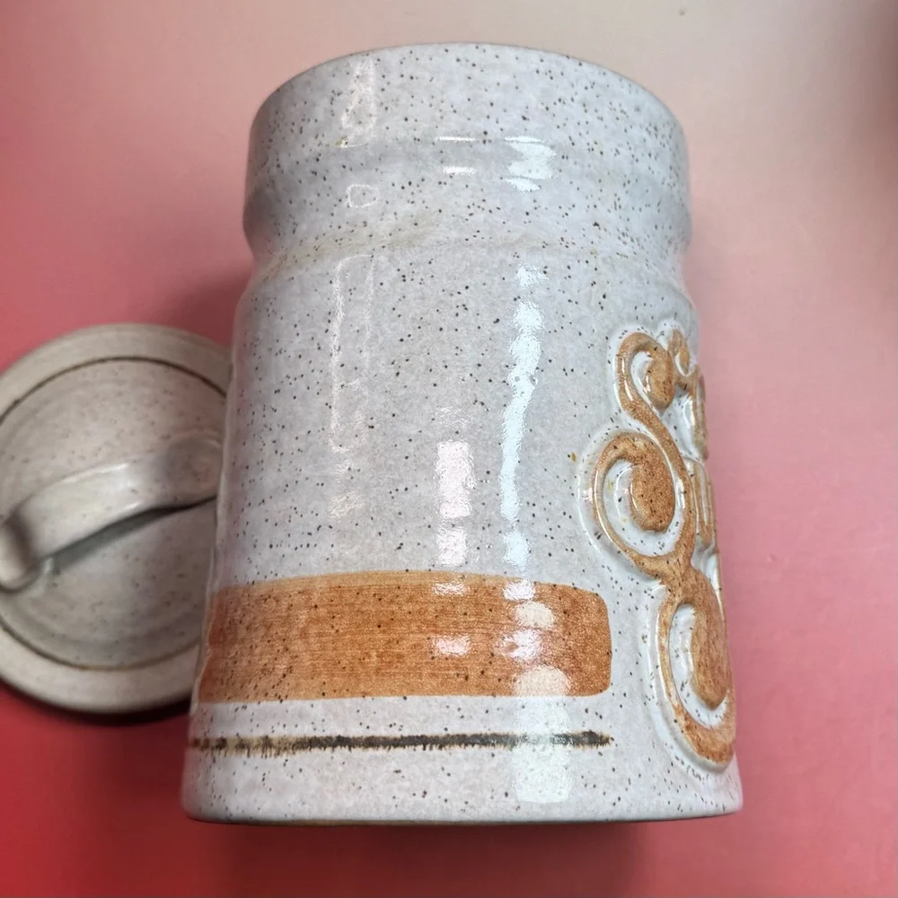 Vintage 1970’s earthware pottery sugar canister